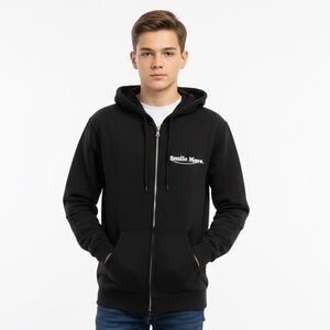 Smile More Roman Atwood Black Zip-Up Hoodie Unisex Size Small Man Woman Sweats